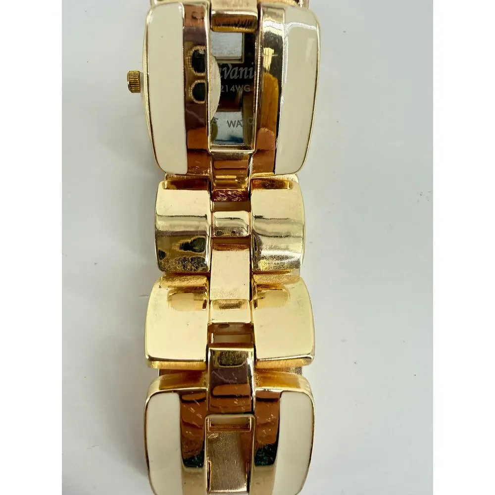 New Vivani Gold Tone Bracelet Watch Chunky Link Statement Jewelry Deadstock